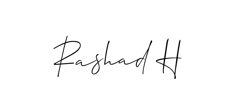 Make a beautiful signature design for name Rashad H. With this signature (Allison_Script) style, you can create a handwritten signature for free. Rashad H signature style 2 images and pictures png