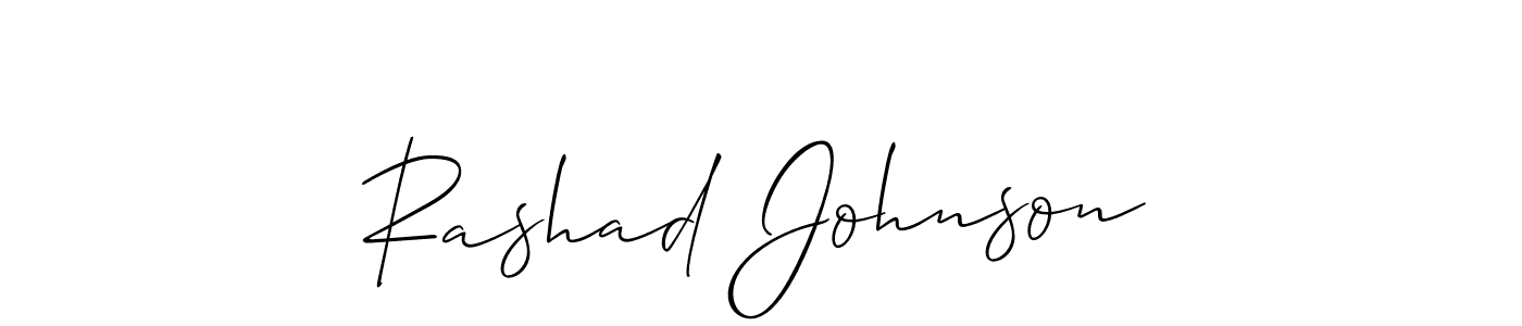 The best way (Allison_Script) to make a short signature is to pick only two or three words in your name. The name Rashad Johnson include a total of six letters. For converting this name. Rashad Johnson signature style 2 images and pictures png