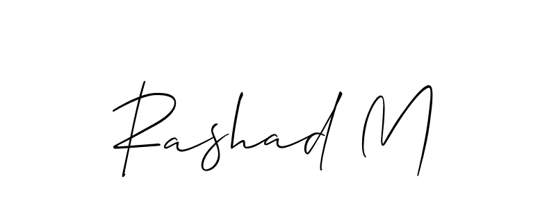 How to make Rashad M signature? Allison_Script is a professional autograph style. Create handwritten signature for Rashad M name. Rashad M signature style 2 images and pictures png