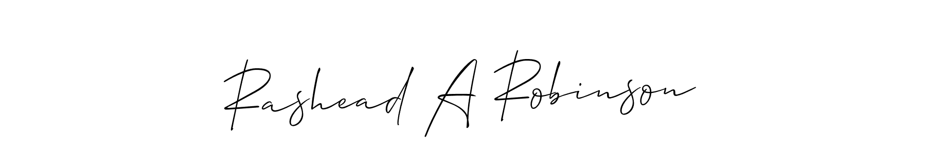 Make a beautiful signature design for name Rashead A Robinson. With this signature (Allison_Script) style, you can create a handwritten signature for free. Rashead A Robinson signature style 2 images and pictures png