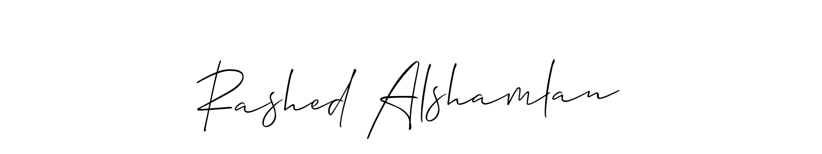 How to make Rashed Alshamlan name signature. Use Allison_Script style for creating short signs online. This is the latest handwritten sign. Rashed Alshamlan signature style 2 images and pictures png