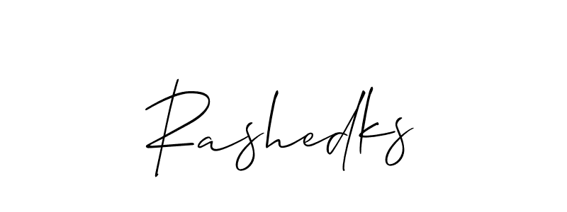 It looks lik you need a new signature style for name Rashedks. Design unique handwritten (Allison_Script) signature with our free signature maker in just a few clicks. Rashedks signature style 2 images and pictures png