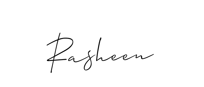 Allison_Script is a professional signature style that is perfect for those who want to add a touch of class to their signature. It is also a great choice for those who want to make their signature more unique. Get Rasheen name to fancy signature for free. Rasheen signature style 2 images and pictures png