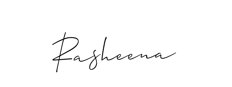 Use a signature maker to create a handwritten signature online. With this signature software, you can design (Allison_Script) your own signature for name Rasheena. Rasheena signature style 2 images and pictures png