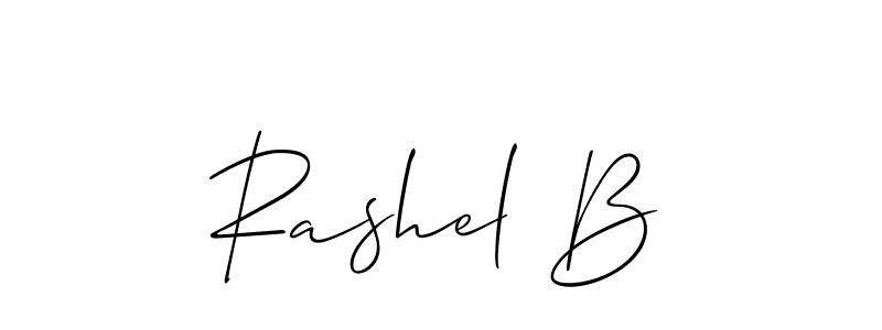 How to make Rashel B name signature. Use Allison_Script style for creating short signs online. This is the latest handwritten sign. Rashel B signature style 2 images and pictures png