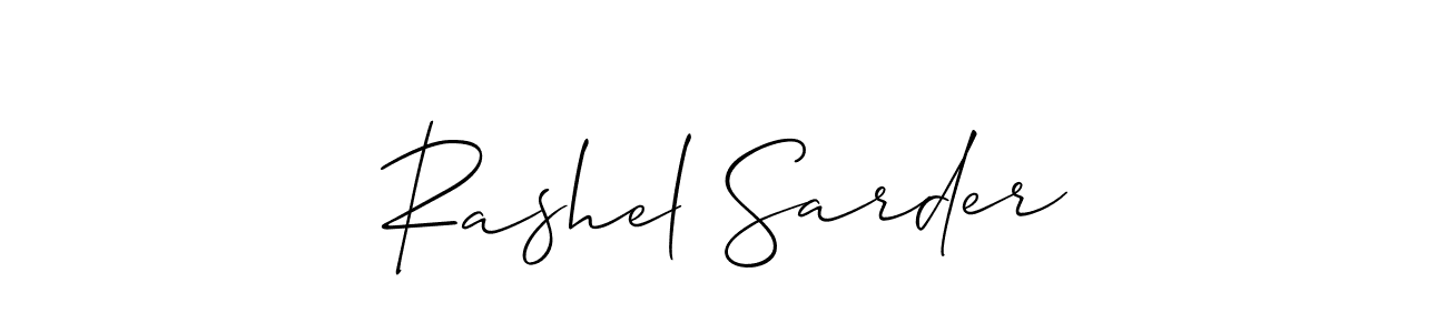 Create a beautiful signature design for name Rashel Sarder. With this signature (Allison_Script) fonts, you can make a handwritten signature for free. Rashel Sarder signature style 2 images and pictures png