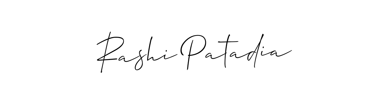 The best way (Allison_Script) to make a short signature is to pick only two or three words in your name. The name Rashi Patadia include a total of six letters. For converting this name. Rashi Patadia signature style 2 images and pictures png
