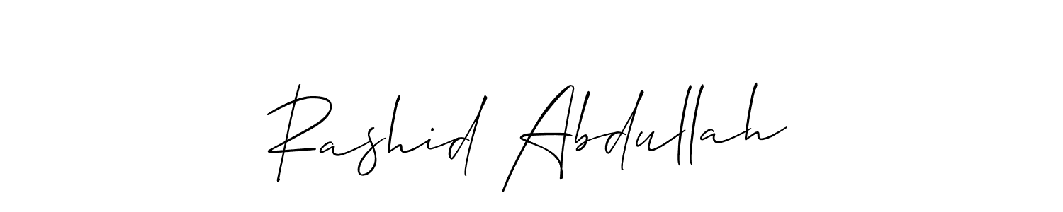 How to make Rashid Abdullah name signature. Use Allison_Script style for creating short signs online. This is the latest handwritten sign. Rashid Abdullah signature style 2 images and pictures png