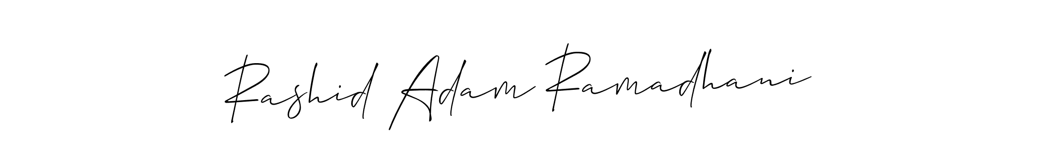 Use a signature maker to create a handwritten signature online. With this signature software, you can design (Allison_Script) your own signature for name Rashid Adam Ramadhani. Rashid Adam Ramadhani signature style 2 images and pictures png