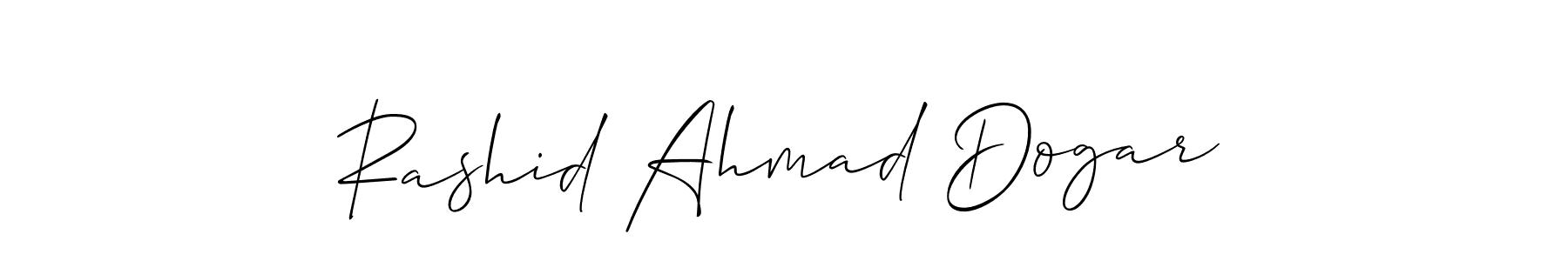 You should practise on your own different ways (Allison_Script) to write your name (Rashid Ahmad Dogar) in signature. don't let someone else do it for you. Rashid Ahmad Dogar signature style 2 images and pictures png