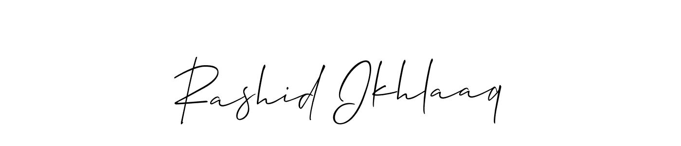 Similarly Allison_Script is the best handwritten signature design. Signature creator online .You can use it as an online autograph creator for name Rashid Ikhlaaq. Rashid Ikhlaaq signature style 2 images and pictures png