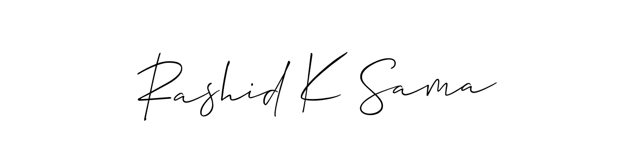 Make a short Rashid K Sama signature style. Manage your documents anywhere anytime using Allison_Script. Create and add eSignatures, submit forms, share and send files easily. Rashid K Sama signature style 2 images and pictures png