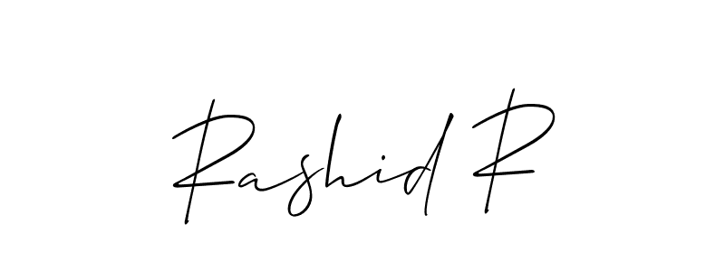 How to make Rashid R name signature. Use Allison_Script style for creating short signs online. This is the latest handwritten sign. Rashid R signature style 2 images and pictures png