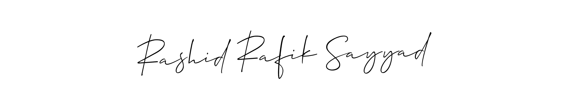 Allison_Script is a professional signature style that is perfect for those who want to add a touch of class to their signature. It is also a great choice for those who want to make their signature more unique. Get Rashid Rafik Sayyad name to fancy signature for free. Rashid Rafik Sayyad signature style 2 images and pictures png