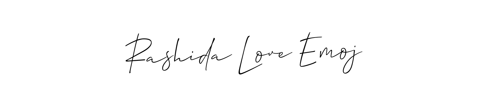 Similarly Allison_Script is the best handwritten signature design. Signature creator online .You can use it as an online autograph creator for name Rashida Love Emoj. Rashida Love Emoj signature style 2 images and pictures png