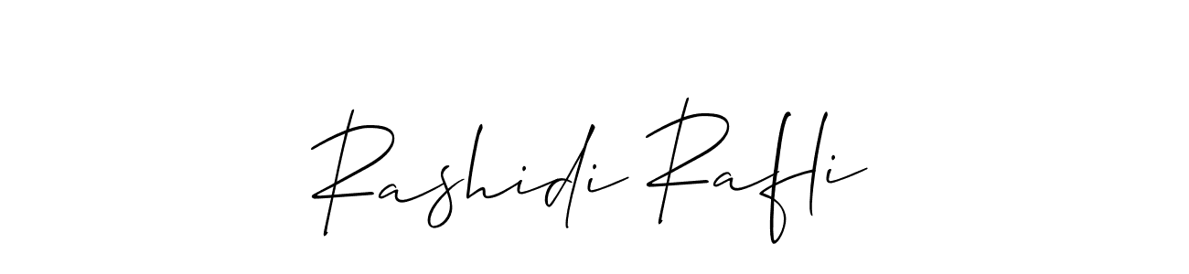 How to make Rashidi Rafli name signature. Use Allison_Script style for creating short signs online. This is the latest handwritten sign. Rashidi Rafli signature style 2 images and pictures png