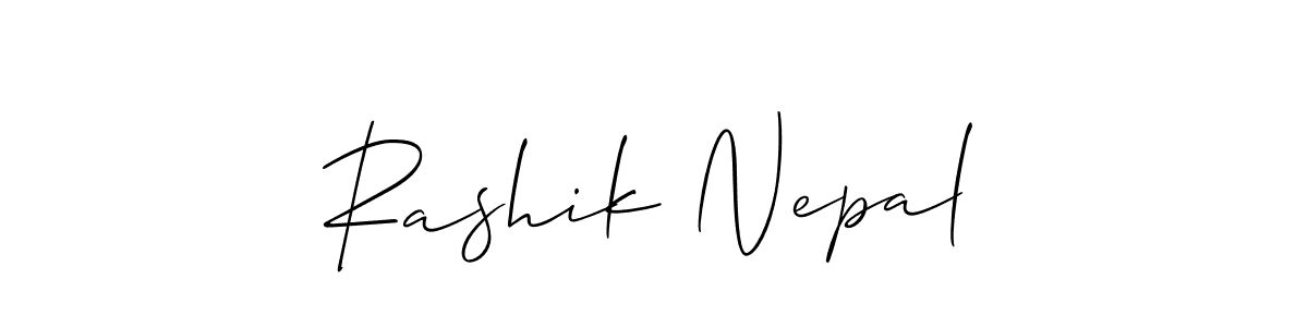 How to make Rashik Nepal signature? Allison_Script is a professional autograph style. Create handwritten signature for Rashik Nepal name. Rashik Nepal signature style 2 images and pictures png