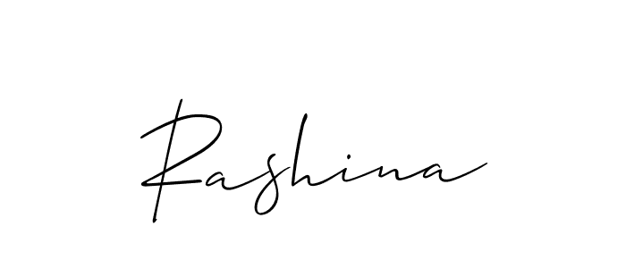 Design your own signature with our free online signature maker. With this signature software, you can create a handwritten (Allison_Script) signature for name Rashina. Rashina signature style 2 images and pictures png
