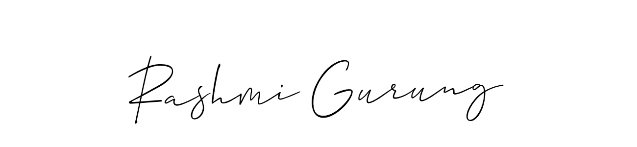 How to Draw Rashmi Gurung signature style? Allison_Script is a latest design signature styles for name Rashmi Gurung. Rashmi Gurung signature style 2 images and pictures png