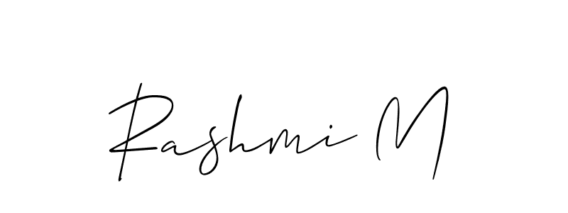 Use a signature maker to create a handwritten signature online. With this signature software, you can design (Allison_Script) your own signature for name Rashmi M. Rashmi M signature style 2 images and pictures png