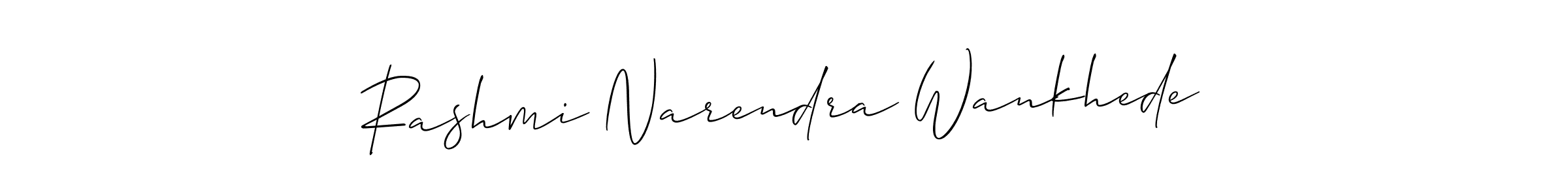 How to make Rashmi Narendra Wankhede name signature. Use Allison_Script style for creating short signs online. This is the latest handwritten sign. Rashmi Narendra Wankhede signature style 2 images and pictures png