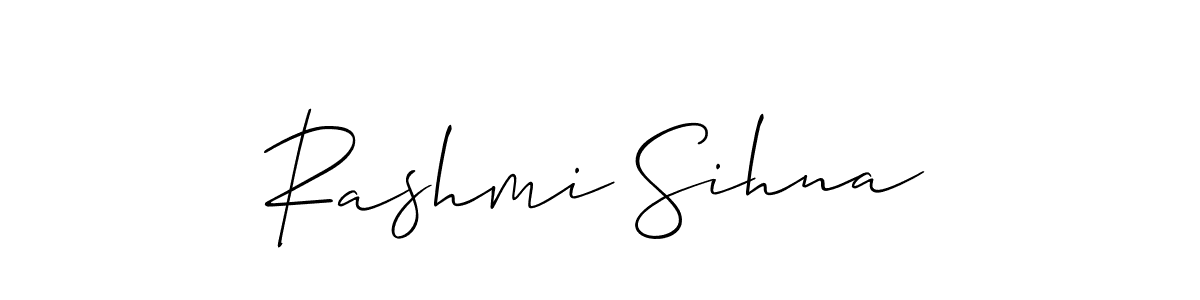 Allison_Script is a professional signature style that is perfect for those who want to add a touch of class to their signature. It is also a great choice for those who want to make their signature more unique. Get Rashmi Sihna name to fancy signature for free. Rashmi Sihna signature style 2 images and pictures png