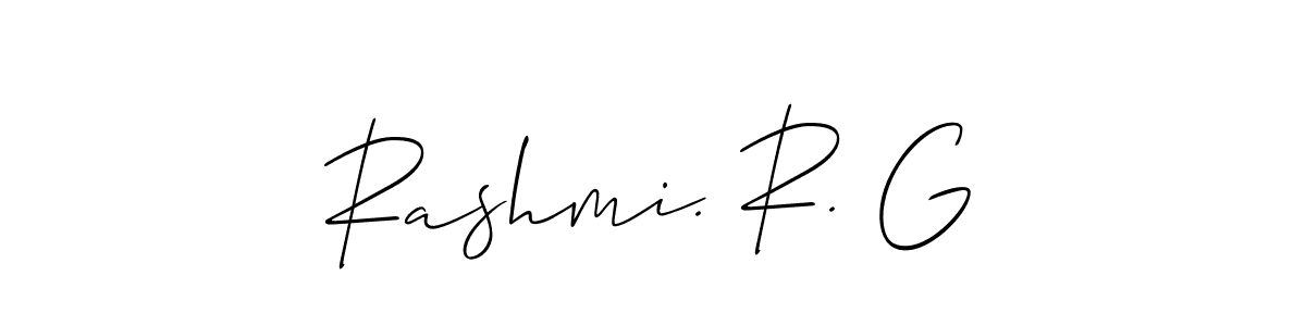 You should practise on your own different ways (Allison_Script) to write your name (Rashmi. R. G) in signature. don't let someone else do it for you. Rashmi. R. G signature style 2 images and pictures png