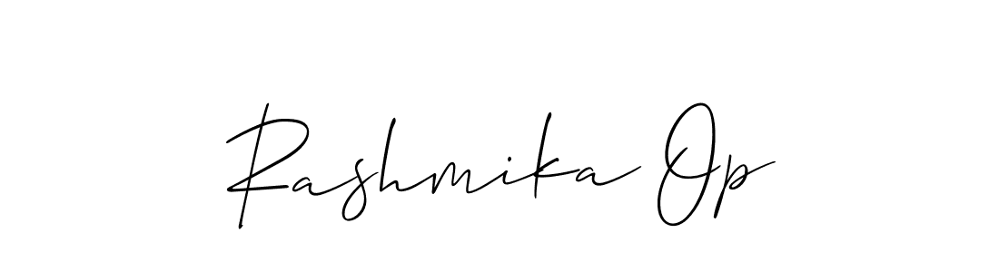 Use a signature maker to create a handwritten signature online. With this signature software, you can design (Allison_Script) your own signature for name Rashmika Op. Rashmika Op signature style 2 images and pictures png
