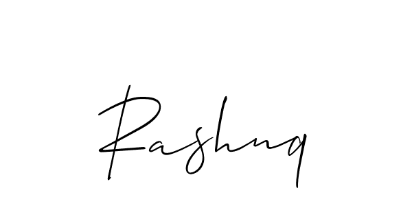 The best way (Allison_Script) to make a short signature is to pick only two or three words in your name. The name Rashnq include a total of six letters. For converting this name. Rashnq signature style 2 images and pictures png