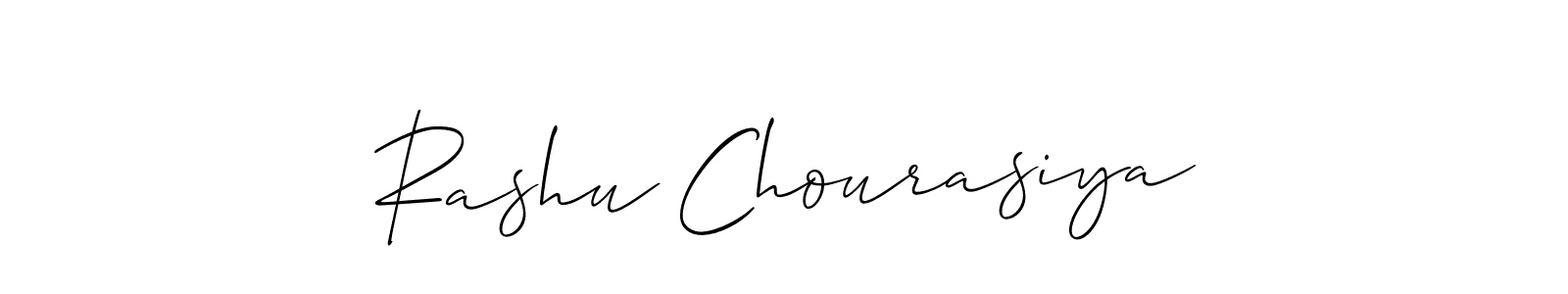 Create a beautiful signature design for name Rashu Chourasiya. With this signature (Allison_Script) fonts, you can make a handwritten signature for free. Rashu Chourasiya signature style 2 images and pictures png