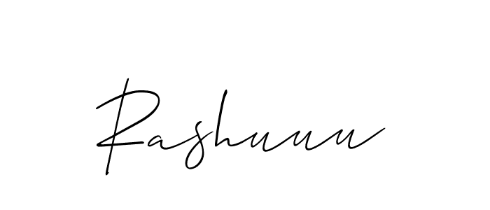 Use a signature maker to create a handwritten signature online. With this signature software, you can design (Allison_Script) your own signature for name Rashuuu. Rashuuu signature style 2 images and pictures png