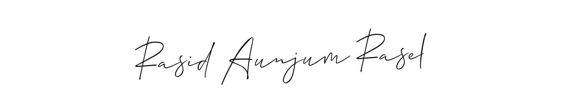 Create a beautiful signature design for name Rasid Aunjum Rasel. With this signature (Allison_Script) fonts, you can make a handwritten signature for free. Rasid Aunjum Rasel signature style 2 images and pictures png