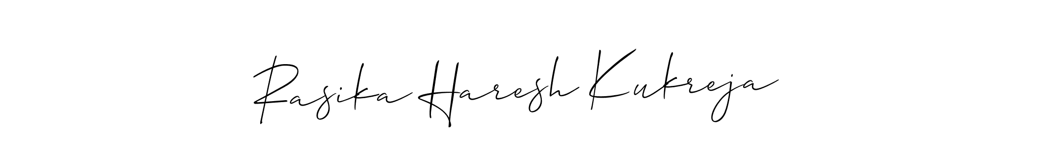 Make a beautiful signature design for name Rasika Haresh Kukreja. With this signature (Allison_Script) style, you can create a handwritten signature for free. Rasika Haresh Kukreja signature style 2 images and pictures png