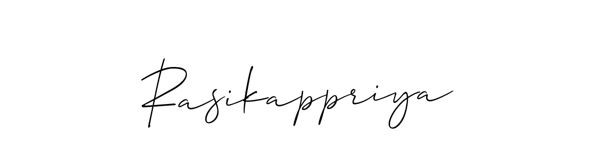 Use a signature maker to create a handwritten signature online. With this signature software, you can design (Allison_Script) your own signature for name Rasikappriya. Rasikappriya signature style 2 images and pictures png