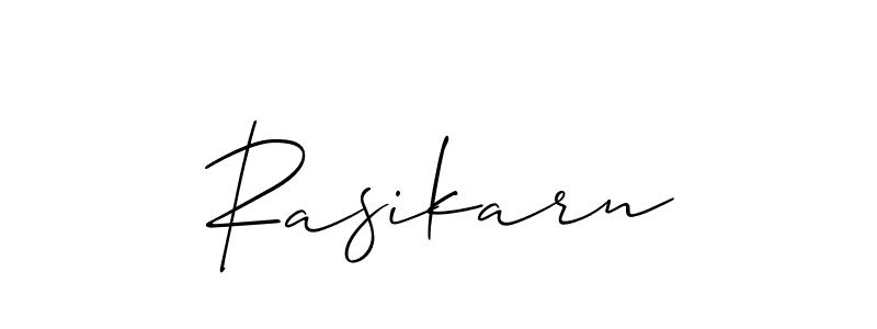 Use a signature maker to create a handwritten signature online. With this signature software, you can design (Allison_Script) your own signature for name Rasikarn. Rasikarn signature style 2 images and pictures png