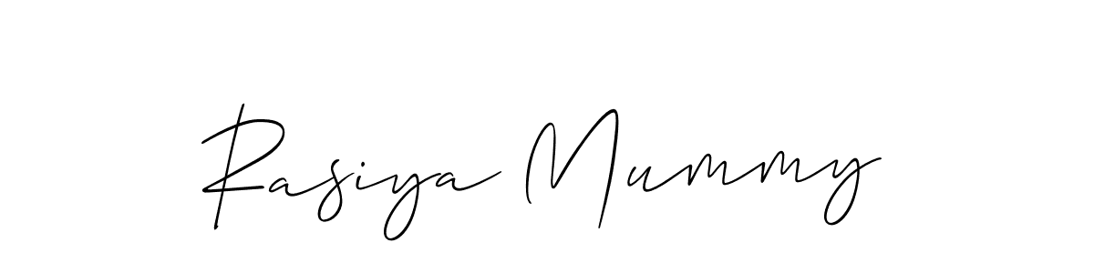 Create a beautiful signature design for name Rasiya Mummy. With this signature (Allison_Script) fonts, you can make a handwritten signature for free. Rasiya Mummy signature style 2 images and pictures png