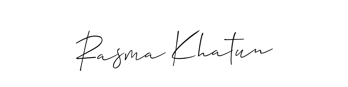 Use a signature maker to create a handwritten signature online. With this signature software, you can design (Allison_Script) your own signature for name Rasma Khatun. Rasma Khatun signature style 2 images and pictures png