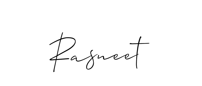 How to make Rasneet name signature. Use Allison_Script style for creating short signs online. This is the latest handwritten sign. Rasneet signature style 2 images and pictures png