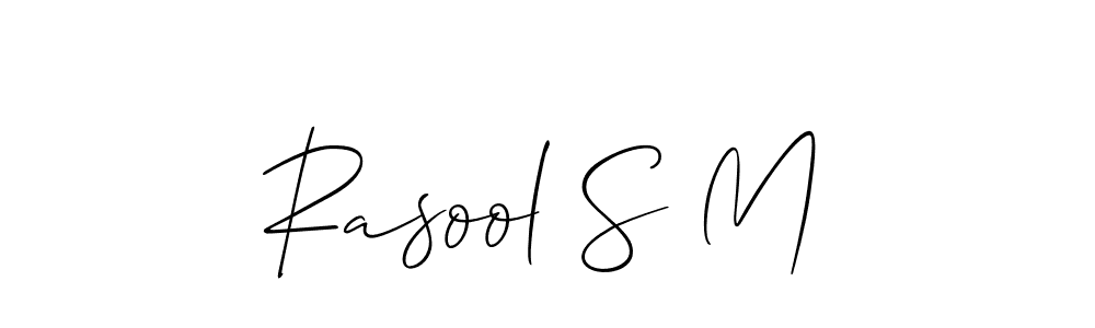 Use a signature maker to create a handwritten signature online. With this signature software, you can design (Allison_Script) your own signature for name Rasool S M. Rasool S M signature style 2 images and pictures png