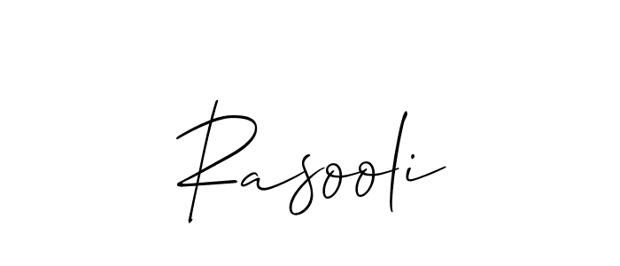 The best way (Allison_Script) to make a short signature is to pick only two or three words in your name. The name Rasooli include a total of six letters. For converting this name. Rasooli signature style 2 images and pictures png