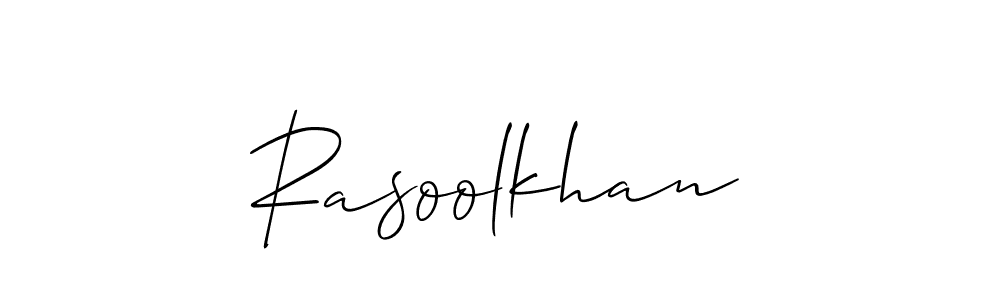 Make a beautiful signature design for name Rasoolkhan. With this signature (Allison_Script) style, you can create a handwritten signature for free. Rasoolkhan signature style 2 images and pictures png