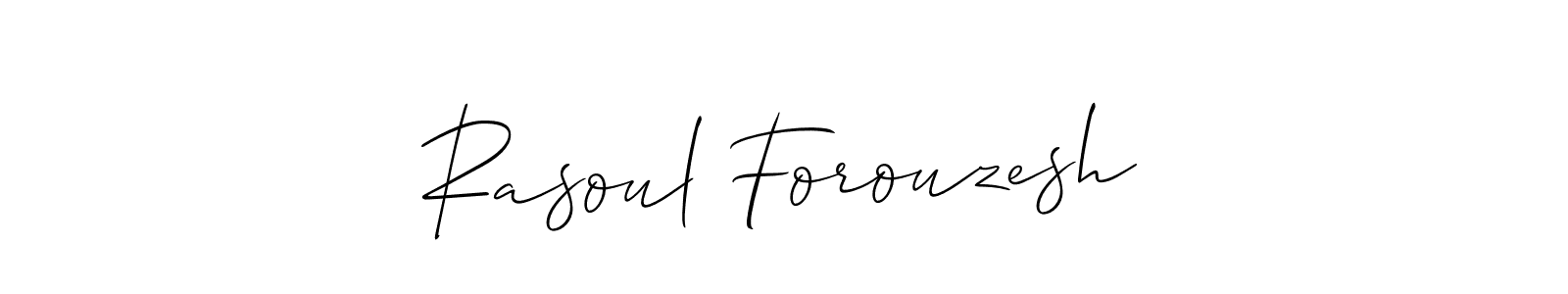 It looks lik you need a new signature style for name Rasoul Forouzesh. Design unique handwritten (Allison_Script) signature with our free signature maker in just a few clicks. Rasoul Forouzesh signature style 2 images and pictures png