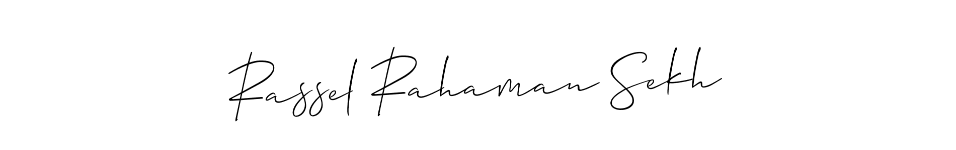 This is the best signature style for the Rassel Rahaman Sekh name. Also you like these signature font (Allison_Script). Mix name signature. Rassel Rahaman Sekh signature style 2 images and pictures png