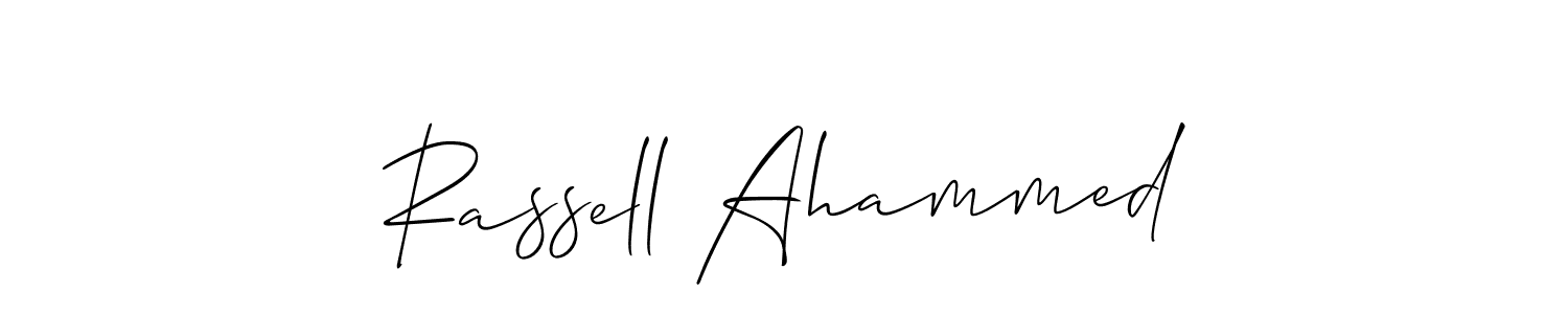 Make a short Rassell Ahammed signature style. Manage your documents anywhere anytime using Allison_Script. Create and add eSignatures, submit forms, share and send files easily. Rassell Ahammed signature style 2 images and pictures png