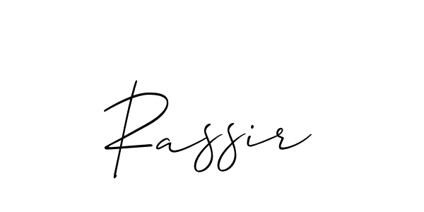 Use a signature maker to create a handwritten signature online. With this signature software, you can design (Allison_Script) your own signature for name Rassir. Rassir signature style 2 images and pictures png