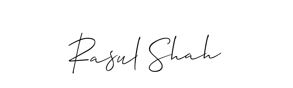 Allison_Script is a professional signature style that is perfect for those who want to add a touch of class to their signature. It is also a great choice for those who want to make their signature more unique. Get Rasul Shah name to fancy signature for free. Rasul Shah signature style 2 images and pictures png