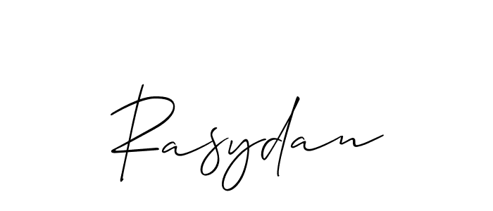 Use a signature maker to create a handwritten signature online. With this signature software, you can design (Allison_Script) your own signature for name Rasydan. Rasydan signature style 2 images and pictures png