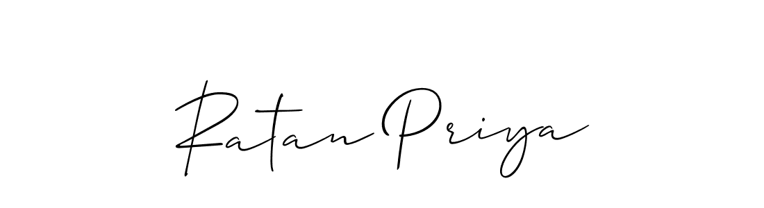 The best way (Allison_Script) to make a short signature is to pick only two or three words in your name. The name Ratan Priya include a total of six letters. For converting this name. Ratan Priya signature style 2 images and pictures png