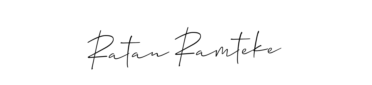 The best way (Allison_Script) to make a short signature is to pick only two or three words in your name. The name Ratan Ramteke include a total of six letters. For converting this name. Ratan Ramteke signature style 2 images and pictures png