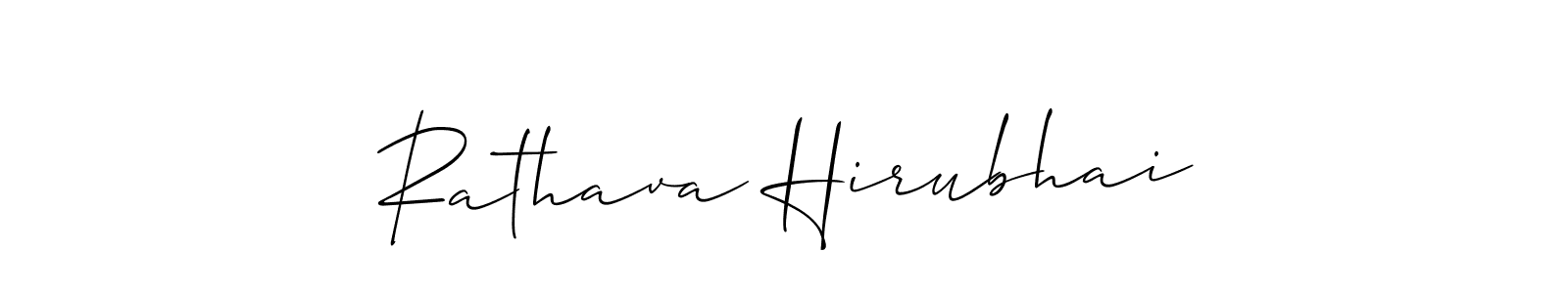 Make a short Rathava Hirubhai signature style. Manage your documents anywhere anytime using Allison_Script. Create and add eSignatures, submit forms, share and send files easily. Rathava Hirubhai signature style 2 images and pictures png
